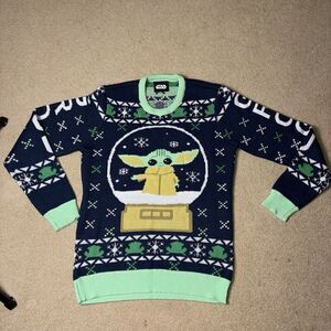 Star Wars Grogu Baby Yoda Mandalorian Ugly Christmas Sweater Men’s Size M Party